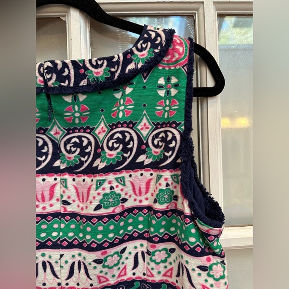 Talbots Fringe Sleeveless Floral Paisley Boho Southwestern Dress Plus Size 14W - Picture 3 of 13